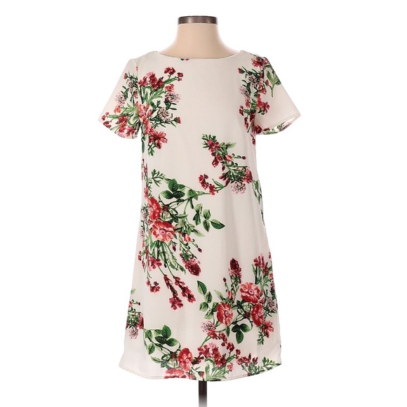WHITE FLORAL PRINT DRESS - Picture 1 of 4